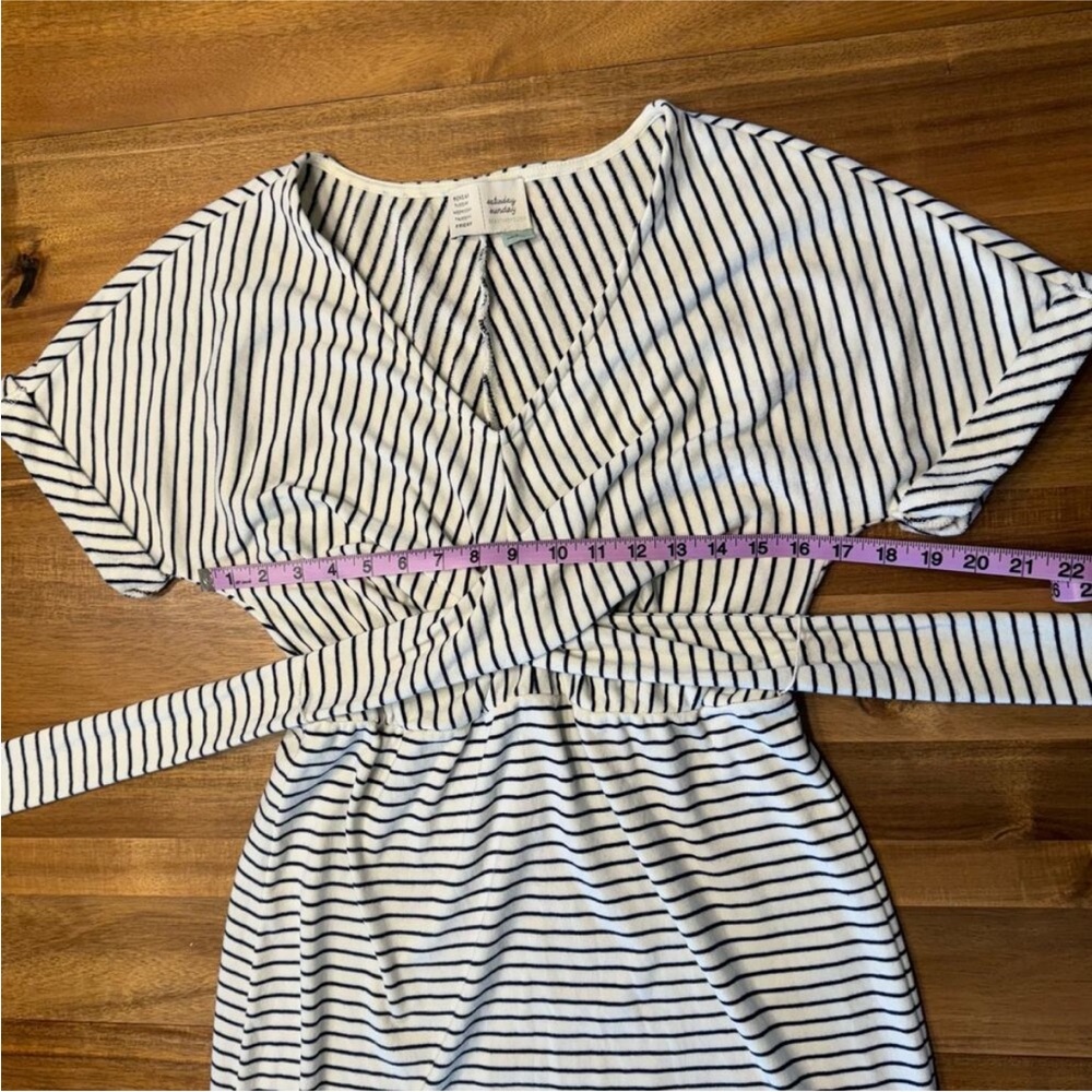 Anthropologie Saturday Sunday Striped Knit Midi Dress Small Womens Off White Nvy - Picture 13 of 14